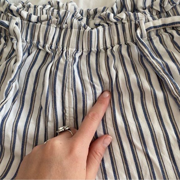 Hollister white and blue stripe paper bag shorts (lined w/ pockets) size Medium - Picture 3 of 13